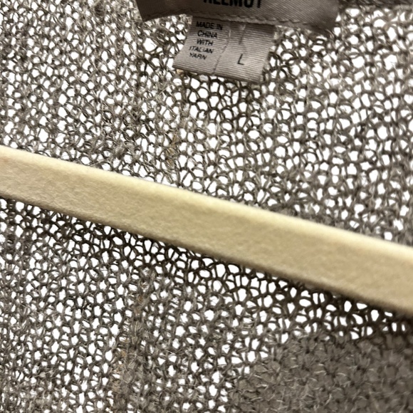 Helmut Lang gray khaki 100% ALPACA v-neck asymmetrical hem sweater L - Picture 7 of 7